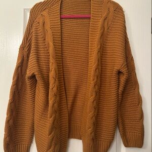 Cozy Cable Knit Cardigan Sweater - Brown